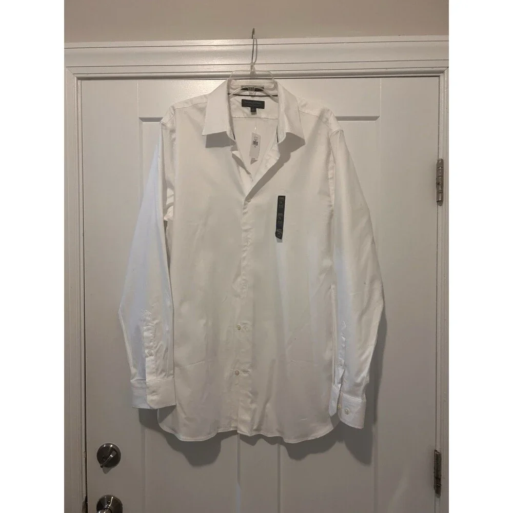 NWT Banana Republic Men's Stretch Poplin Button Up Shirt White Size XL Slim Fit